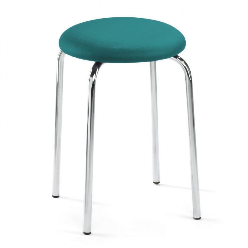 Leatherette-Stackable Stool, upholstered green