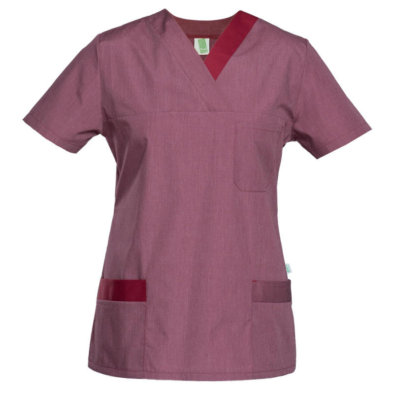 Women's Lightweight Scrub Top mottled bordeaux-cherry | M