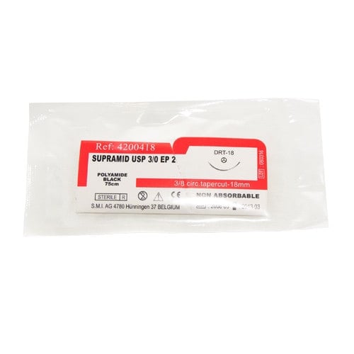 SMI Supramid Black USP4-0 EP1.5 75cm HRT18