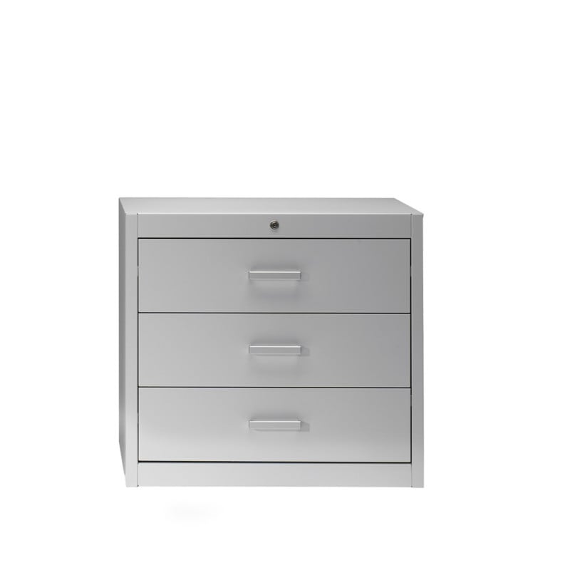 Mauser metallic storage cupboard with self closing system 4 drawers - 2 tracks | canary yellow
