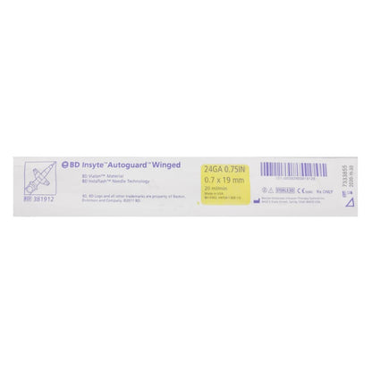 BD Insyte Autoguard Shielded IV Catheter 24G, 0.7 x 19 mm, yellow