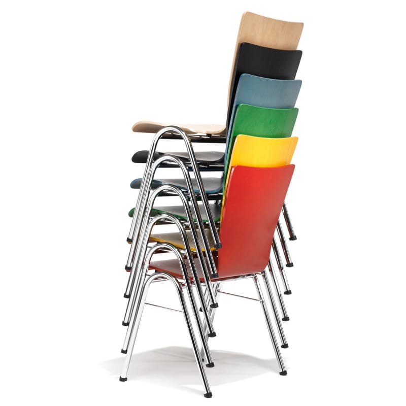 Stacking Chair Made of Beech curved | yellow