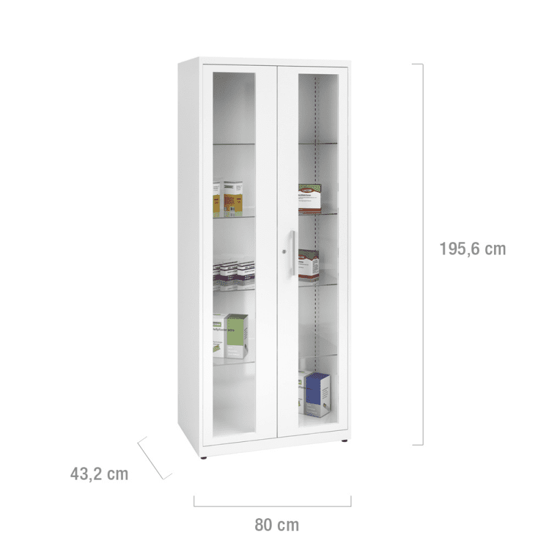 Steel Medicine Cabinet narrow | pale grey (RAL 7035)