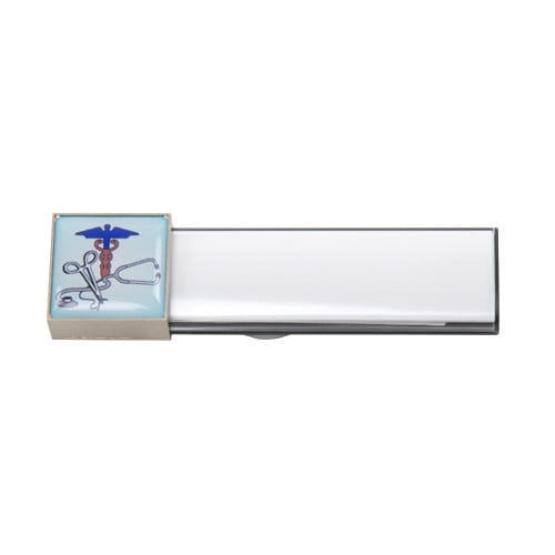 "Emergency services" magnetic name badge