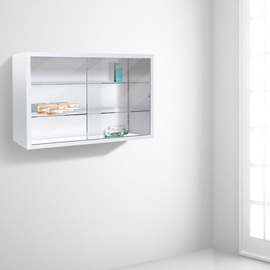 Wall-Mountable Cupboard with Sliding Doors clear white (RAL 9010)