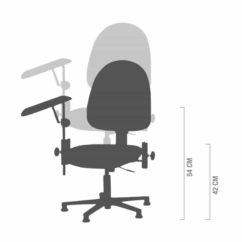 Height-Adjustable Phlebotomy Chair 1 armrest, black base | rosewood