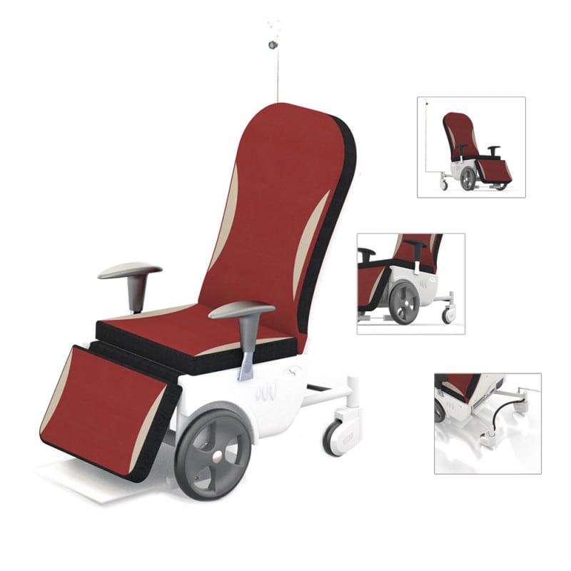 Patient Transport Chair «Gamma» wine red