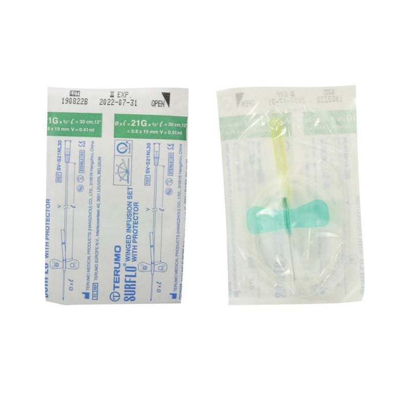 Surflo Safety Butterfly Needle 22G, 0.70 x 19 mm, black