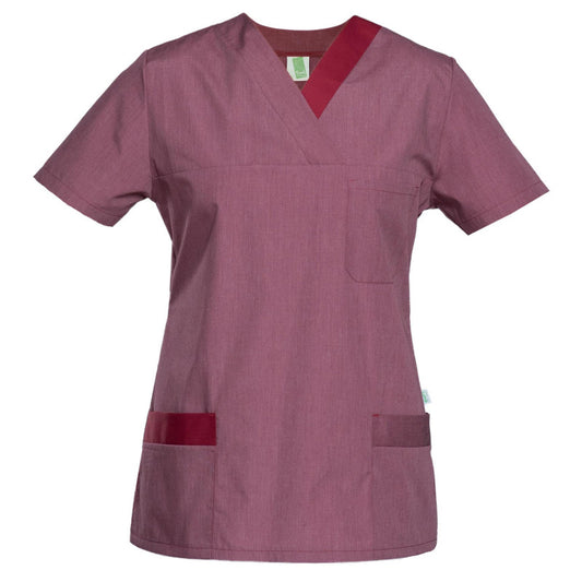 Women's Lightweight Scrub Top mottled bordeaux-cherry | M