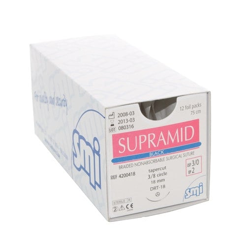 SMI Supramid Black USP0 EP3.5 75cm DS24