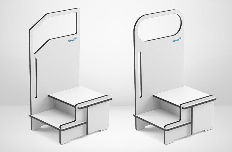 ScreenUp® Step-Up Platform with round handrail