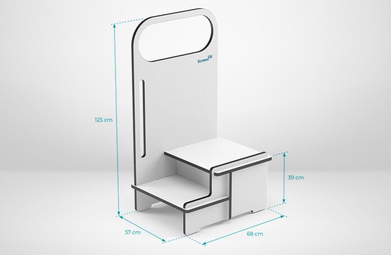 ScreenUp® Step-Up Platform with round handrail
