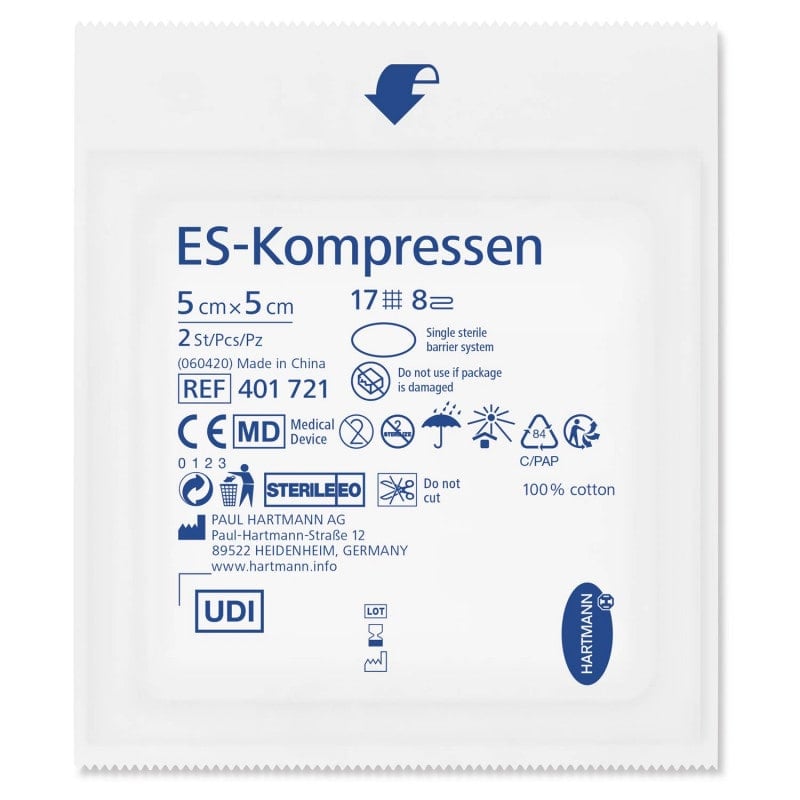 ES Sterile Compresses, sterile 7.5 x 7.5 cm