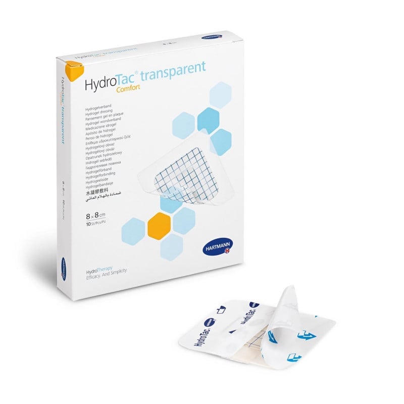 HydroTac transparent comfort, Gel Dressing with Adhesive Edge 12.5 cm x 12.5 cm