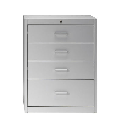 Mauser metallic storage cupboard with self closing system 6 drawers - 3 tracks | white aluminium