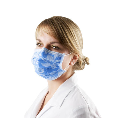 Monoart® Surgical Mask with flower pattern blue