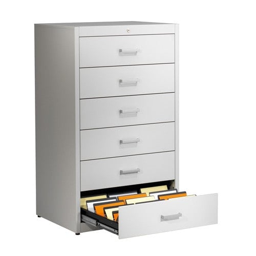 Metallic storage cupboard for cards by Mauser 3 drawers - 3 tracks | ivory