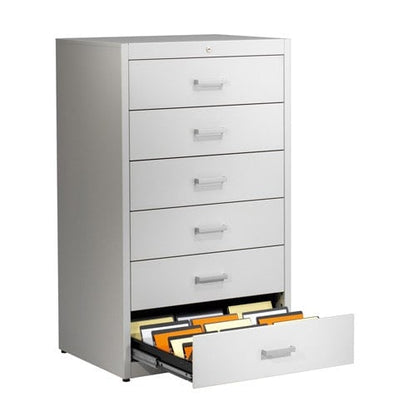 Metallic storage cupboard for cards by Mauser 6 drawers - 2 tracks | ivory