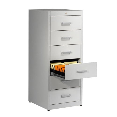 Metallic storage cupboard for cards by Mauser 4 drawers - 2 tracks | ultramarine