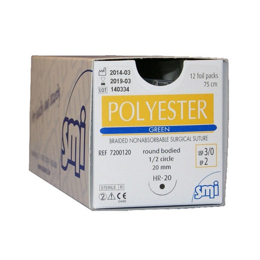 SMI Polyester Suture USP4-0 EP1.5 75cm DS19